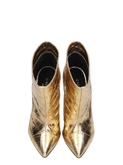 Shop Greymer High Heels Ankle Boots In Gold Leather