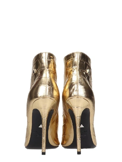 Shop Greymer High Heels Ankle Boots In Gold Leather