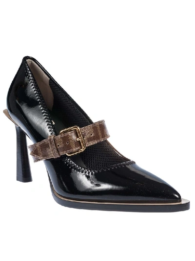 Shop Fendi Decolette Vernice Pumps In Black/tabacco