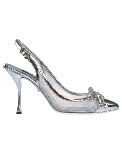 Shop Dolce & Gabbana Sling Back Pumps In Silver