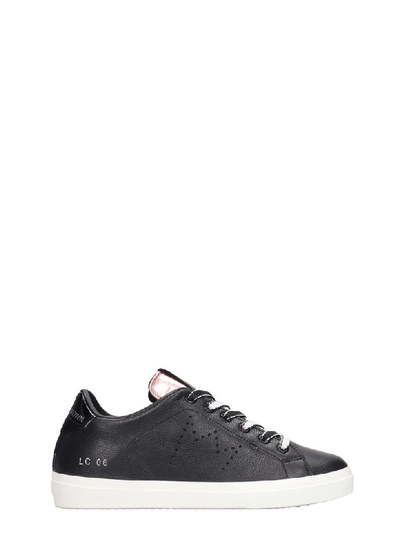 Shop Leather Crown Sneakers In Black Leather