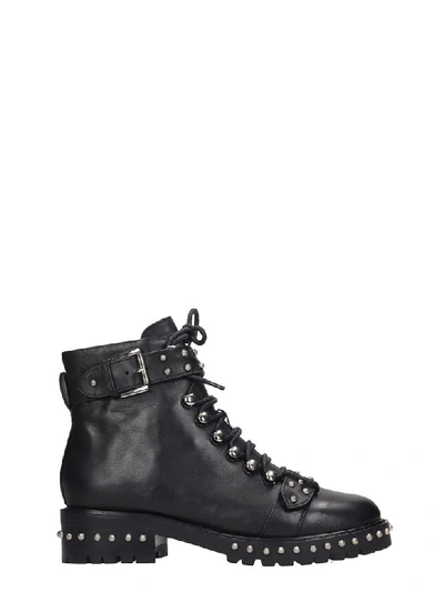 Shop Lola Cruz Combat Boots In Black Leather