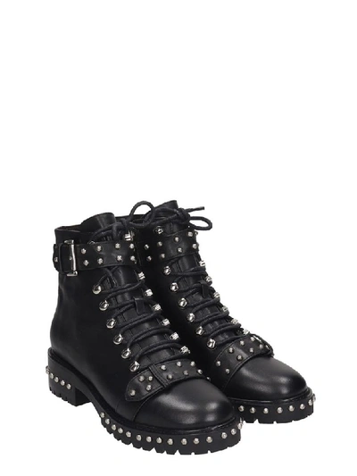 Shop Lola Cruz Combat Boots In Black Leather