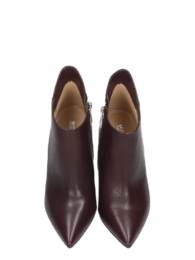 Shop Michael Kors Antonia High Heels Ankle Boots In Bordeaux Leather