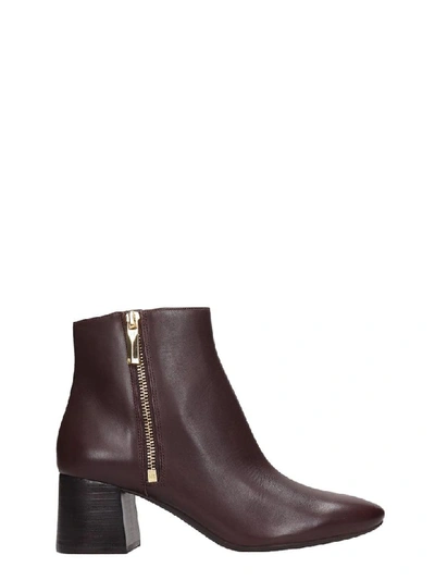 Shop Michael Kors Alane Flex Low Heels Ankle Boots In Bordeaux Leather