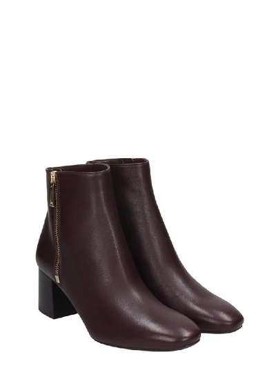 Shop Michael Kors Alane Flex Low Heels Ankle Boots In Bordeaux Leather