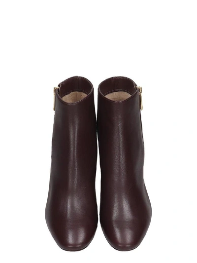 Shop Michael Kors Alane Flex Low Heels Ankle Boots In Bordeaux Leather