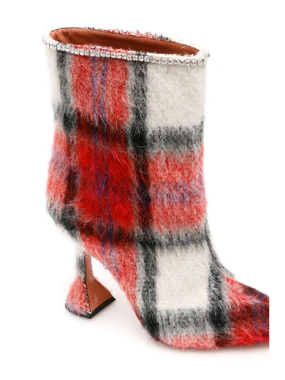 Shop Amina Muaddi Tartan Mia Booties In Multicolor (white)