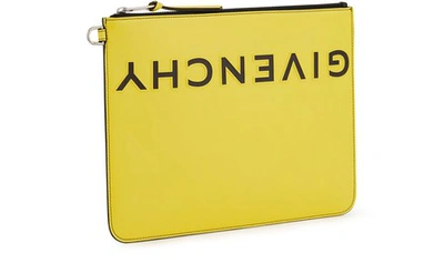Shop Givenchy Large Leather Pouch In Jaune/noir