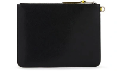 Shop Givenchy Large Leather Pouch In Jaune/noir