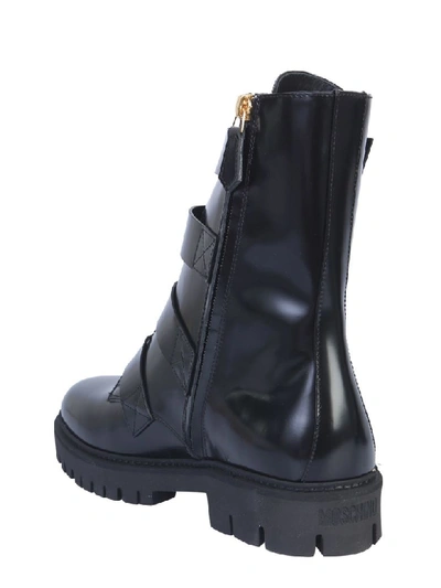 Shop Moschino Boot With Buckles In Nero