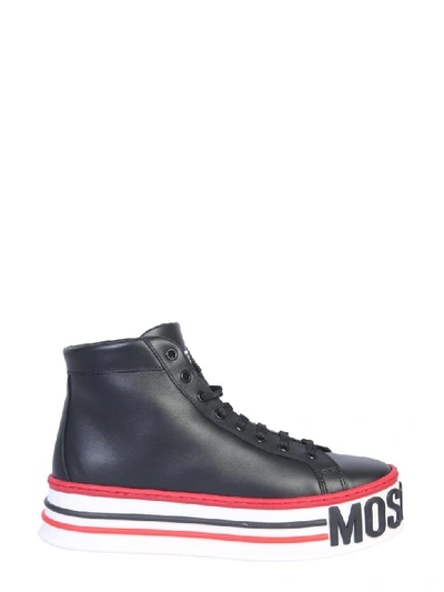 Shop Moschino High Platform Sneaker In Nero