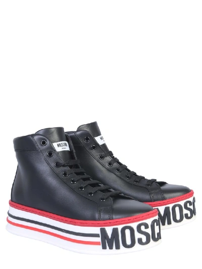 Shop Moschino High Platform Sneaker In Nero