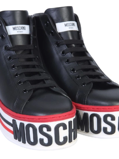Shop Moschino High Platform Sneaker In Nero