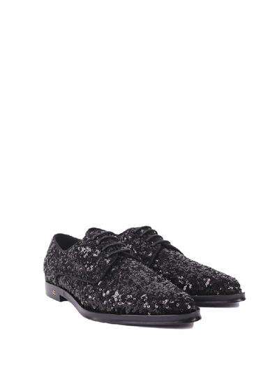 Shop Dolce & Gabbana Sequined Lace-up Shoes In Black