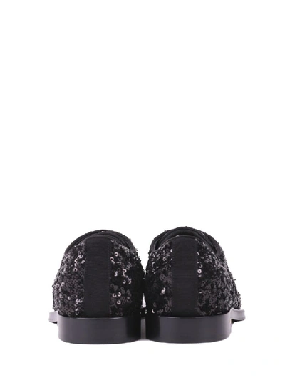 Shop Dolce & Gabbana Sequined Lace-up Shoes In Black