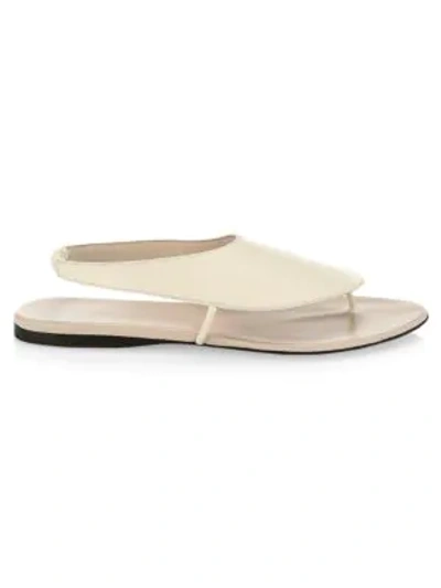 Shop The Row Ravello Leather Slingback Flat Sandals In Ivory