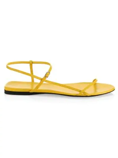 Shop The Row Bare Flat Leather Sandals In Mustard