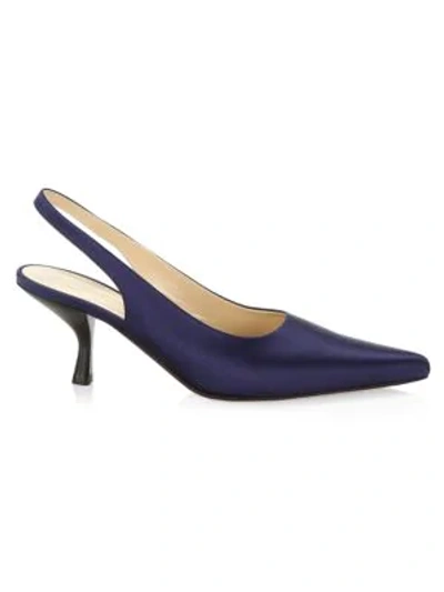 Shop The Row Bourgeoise Satin Slingback Pumps In Midnight