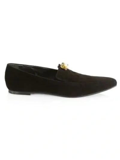 Shop The Row Minimal Suede Loafers In Black