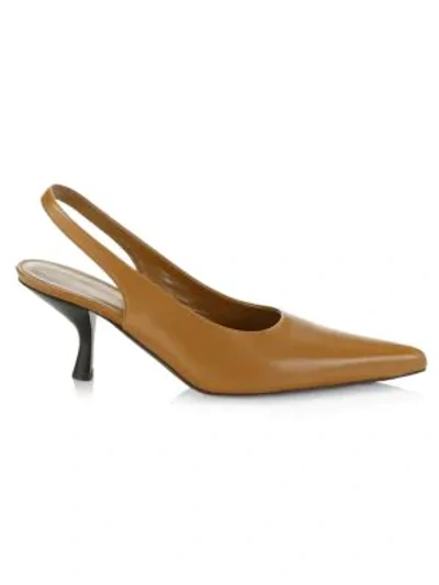 Shop The Row Bourgeoise Leather Slingback Pumps In Caramel