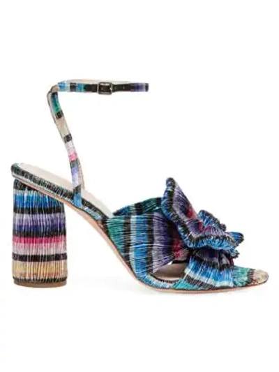 Shop Loeffler Randall Camellia Knotted Lamé Sandals In Rainbow