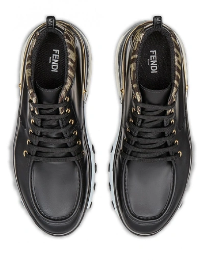 Shop Fendi Logo Leather Shoes In Black