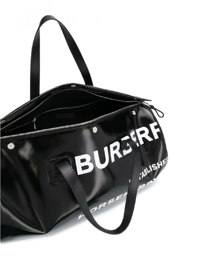 Shop Burberry Logo Print Duffle Bag In Black