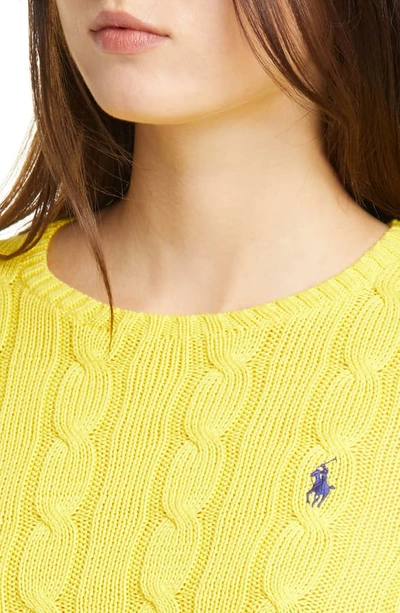 Shop Polo Ralph Lauren Cable Knit Sweater In Racing Yellow