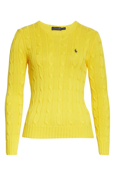 Shop Polo Ralph Lauren Cable Knit Sweater In Racing Yellow