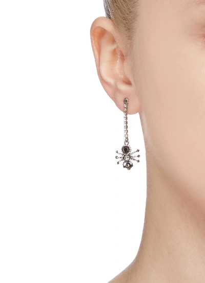 Shop Alexander Mcqueen Swarovski Crystal Pavé Spider Single Drop Earring In Metallic