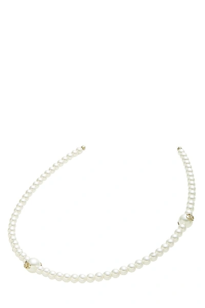 Pre-owned Chanel White Pearl Headband