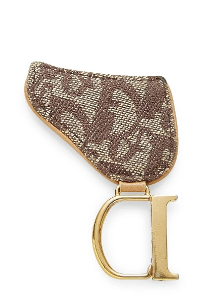 Shop Dior Brown Trotter Canvas Saddle Key Ring