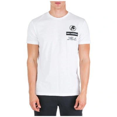 Shop Karl Lagerfeld Men's Short Sleeve T-shirt Crew Neckline Jumper In White