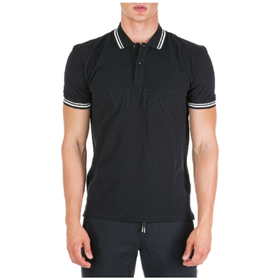 Shop Valentino Men's Short Sleeve T-shirt Polo Collar In Black