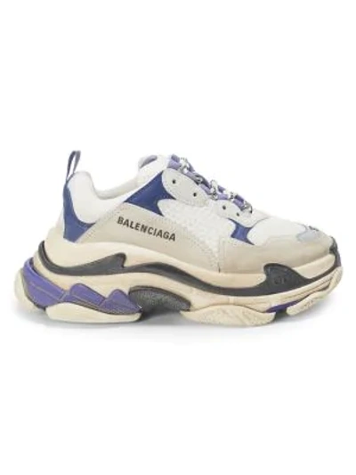 Shop Balenciaga Triple S Sneakers In Blanc Bleu