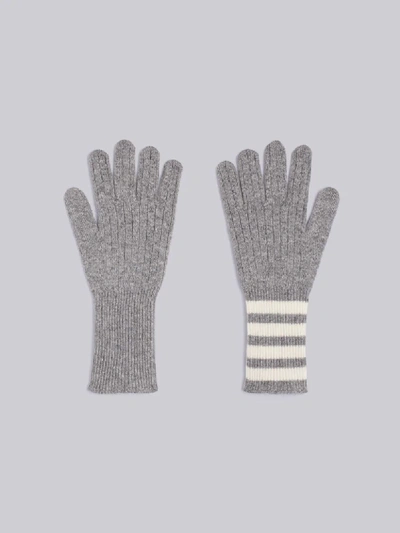 Shop Thom Browne 4-bar Cashmere Gloves In Grey