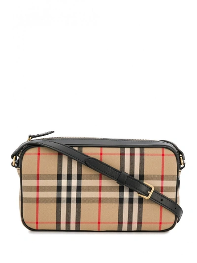 Shop Burberry Leather Camera Bag In Beige