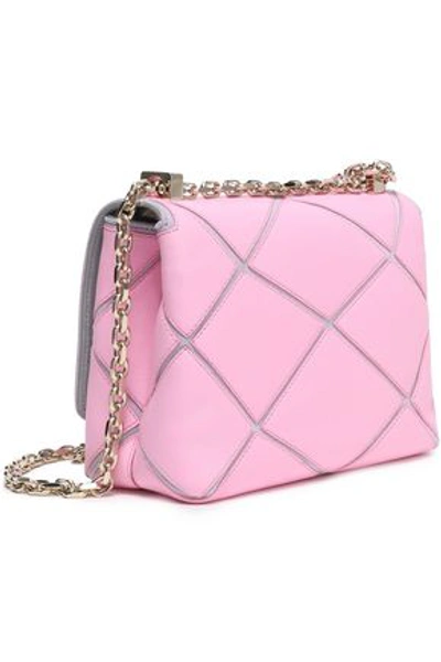 Shop Roger Vivier Prismick Two-tone Leather And Suede Shoulder Bag In Pink