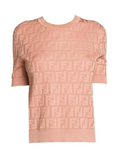 Shop Fendi Ff Short-sleeve Knit In Roccoco