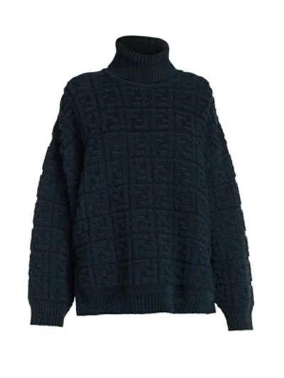 Shop Fendi Ff Turtleneck Sweater In Bauhaus Navy