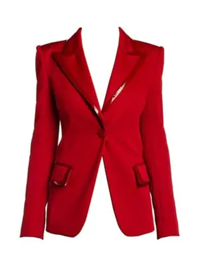 Shop Fendi Leather-trim Piqué Jacket In Baroque Red