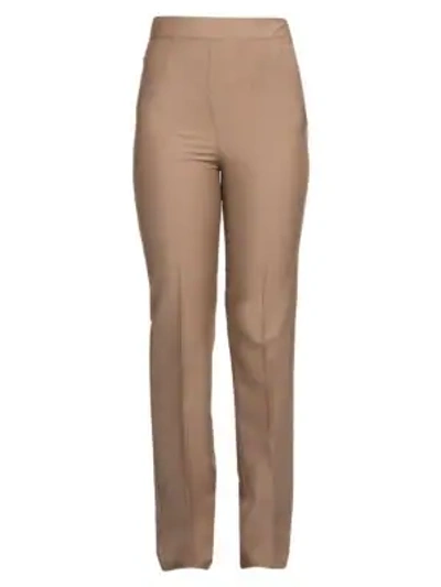Shop Fendi Mohair High-waist Slim-leg Pants In Liberty Beige Multi