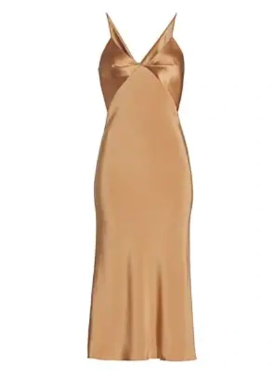Shop Cushnie Silk Slip Dress In Camel