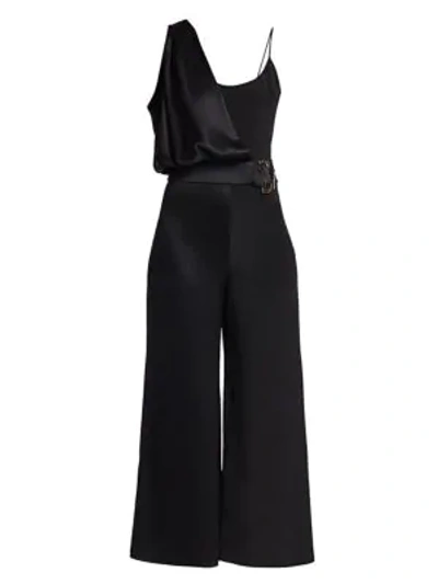 Shop Cushnie Draped Silk Jumpsuit In Black