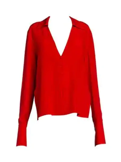 Shop Fendi Silk Crepe De Chine Blouse In Baroque Red