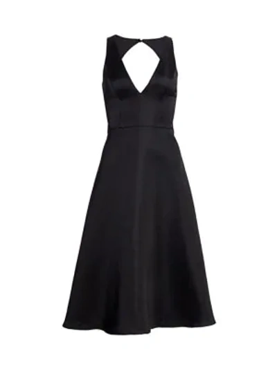 Shop Aidan Mattox Satin Fit & Flare Dress In Black