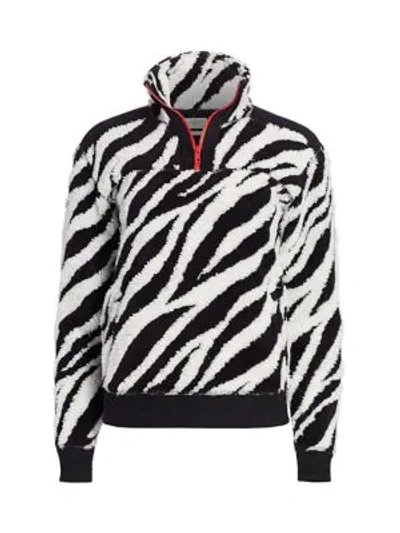 Shop Rag & Bone Women's Zebra Print Half-zip Pullover In Black White