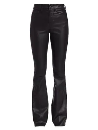 Shop Rag & Bone Women's Jane Super High-rise Leather Flare Jeans In Black