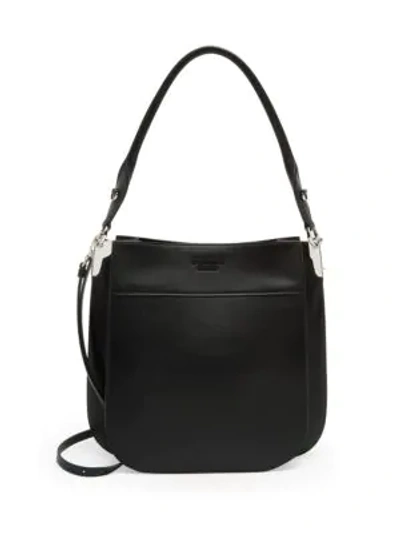 Shop Prada Margit Leather Hobo Bag In Black